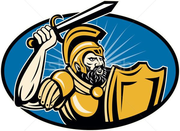 商业照片: 罗马的 · 士兵 ·剑·盾· 插图