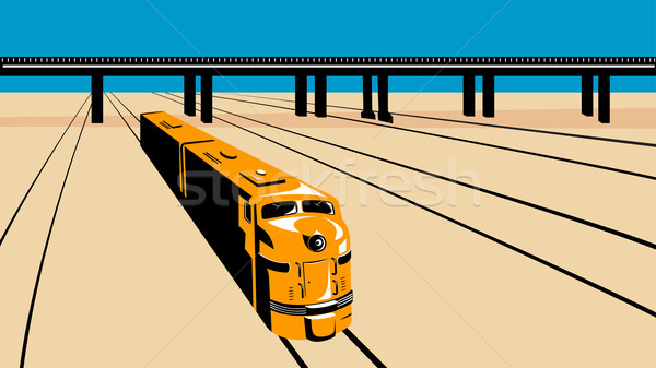 дизельный поезд ретро иллюстрация ретро-стиле Сток-фото © patrimonio