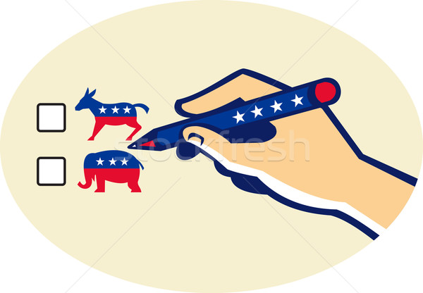 Hand Holding Pen Voting American Election Stock photo © patrimonio