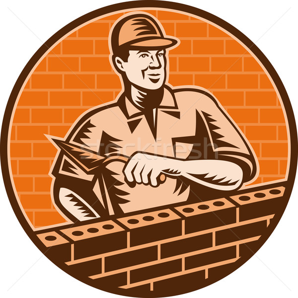Mason worker or brick layer icon Stock photo © patrimonio