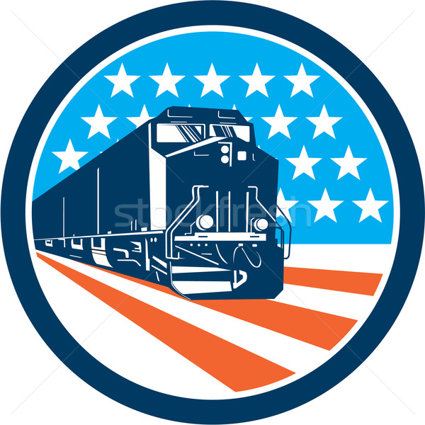 Diesel tren american stele retro Imagine de stoc © patrimonio