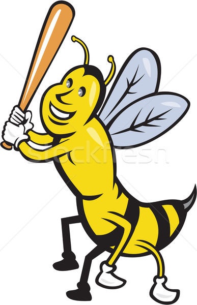 Ucigas albină jucator de baseball izolat desen animat stil Imagine de stoc © patrimonio