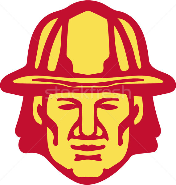 Fireman Head Front Retro Stock photo © patrimonio
