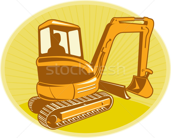 Meccanica escavatore retro illustrazione costruzione stile retrò Foto d'archivio © patrimonio