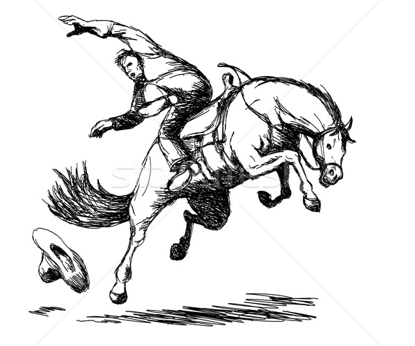 Rodeo Cowboy Falling off Horse Stock photo © patrimonio