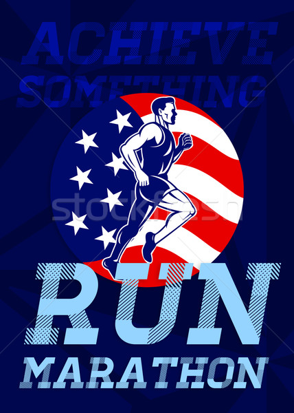 Foto stock: Americano · maratón · algo · anunciante · tarjeta · de · felicitación · ilustración