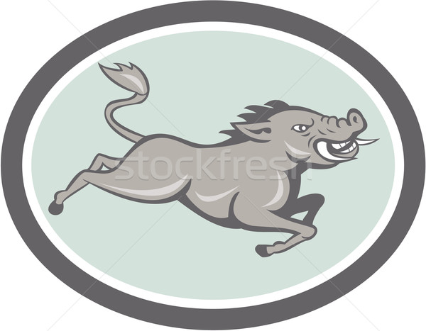 Wild Boar Razorback Jumping Side Cartoon Stock photo © patrimonio