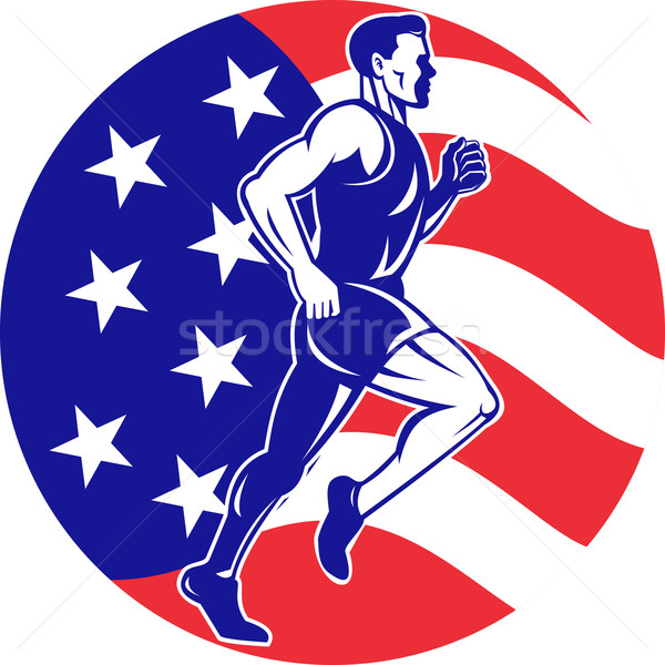 アメリカン マラソン ランナー 星 フラグ ストックフォト © patrimonio