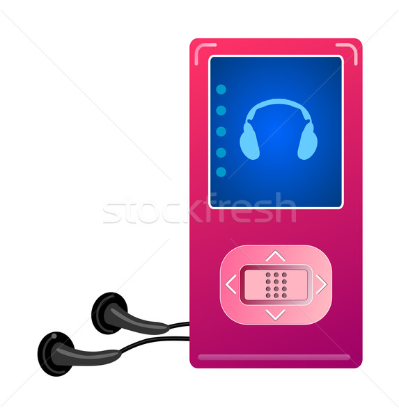 Mp3 fekete illusztráció rózsaszín mp3 lejátszó fülhallgató Stock fotó © patrimonio