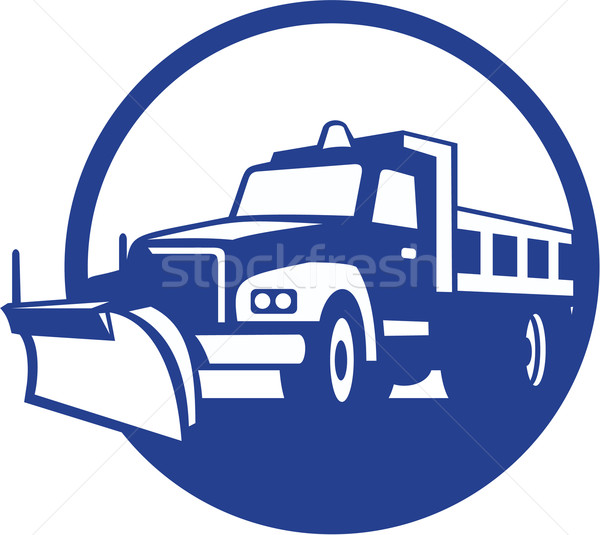 Snow Plow Truck Circle Retro Stock photo © patrimonio