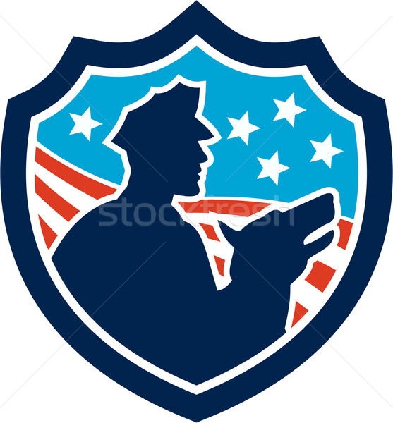 American Security Guard With Police Dog Shield Stock photo © patrimonio