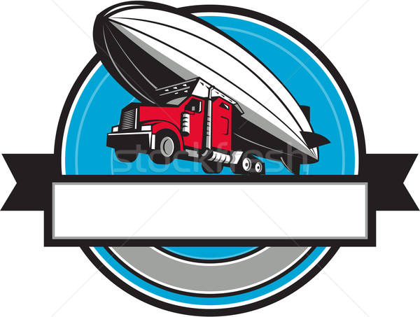 Half Zeppelin Blimp Half Semi-Truck Flying Overhead Retro Stock photo © patrimonio