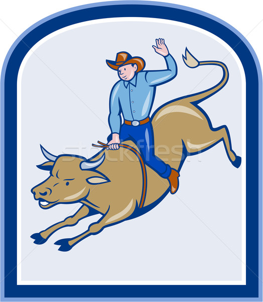 Rodeo Cowboy Bull Riding Cartoon Stock photo © patrimonio