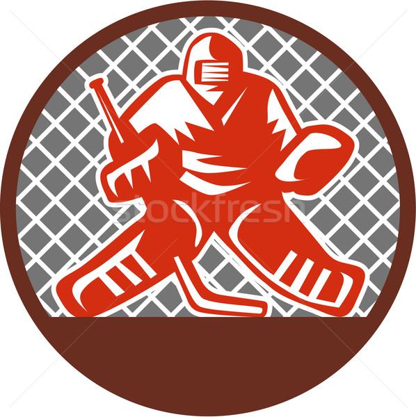 Goalie cerchio retro illustrazione indossare Foto d'archivio © patrimonio