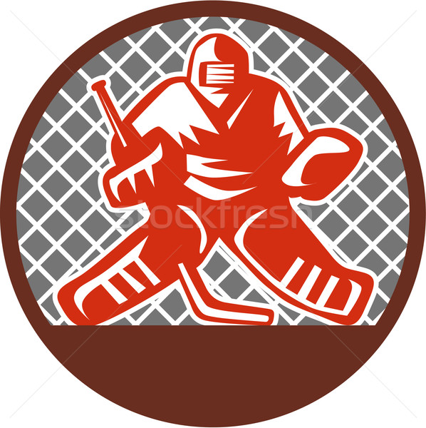 Ice Hockey Goalie Circle Retro Stock photo © patrimonio