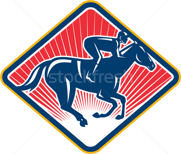 Jockey carreras de caballos lado retro ilustración Foto stock © patrimonio