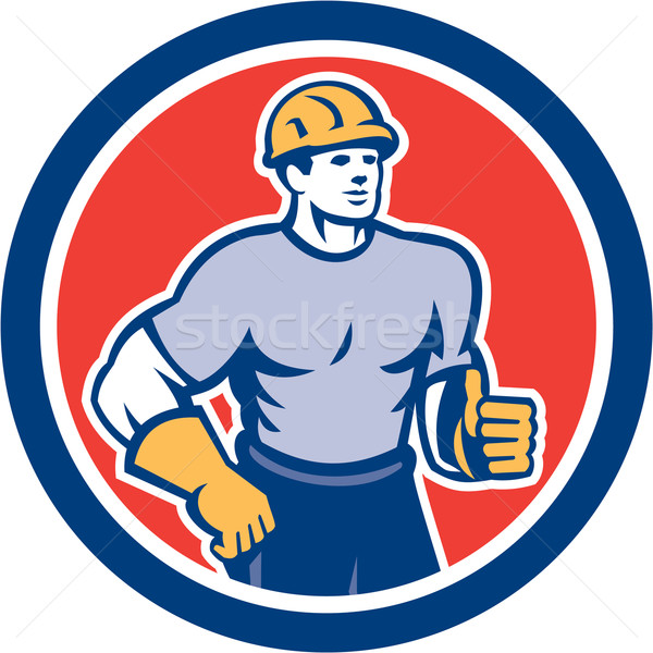 Muncitor in constructii cerc retro ilustrare Imagine de stoc © patrimonio