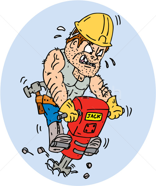 Construction Worker Jackhammer Drilling Cartoon Stock photo © patrimonio