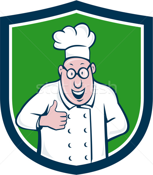 Chef Cook Thumbs Up Crest Cartoon Stock photo © patrimonio