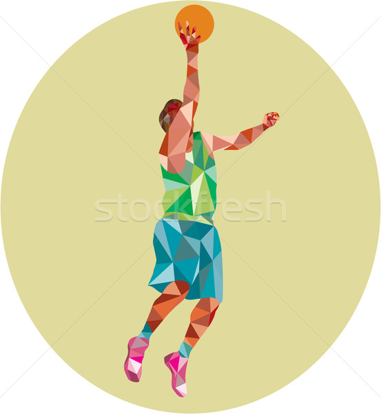 Basketball Player Lay Up Rebounding Ball Low Polygon Stock photo © patrimonio