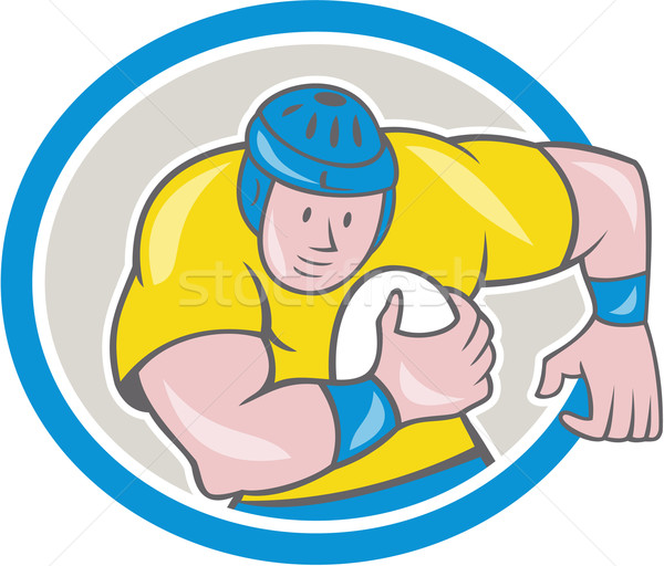Rugby Player Running Charging Circle Cartoon Stock photo © patrimonio