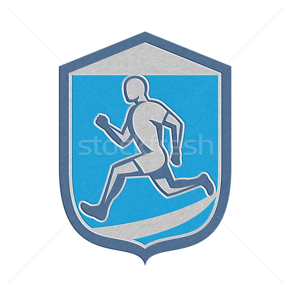 Metallic Sprinter Runner Running Shield Retro Stock photo © patrimonio