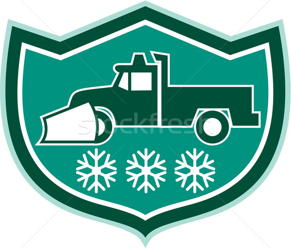 Snow Plow Truck Snowflakes Shield Retro Stock photo © patrimonio