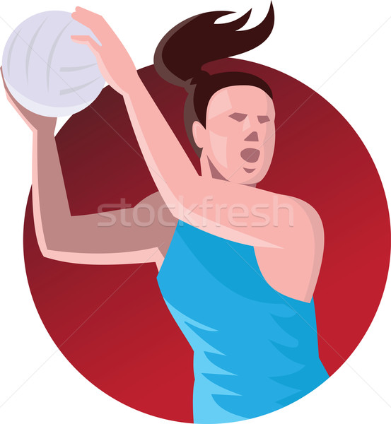 Netball Player Passing Ball Retro Stock photo © patrimonio