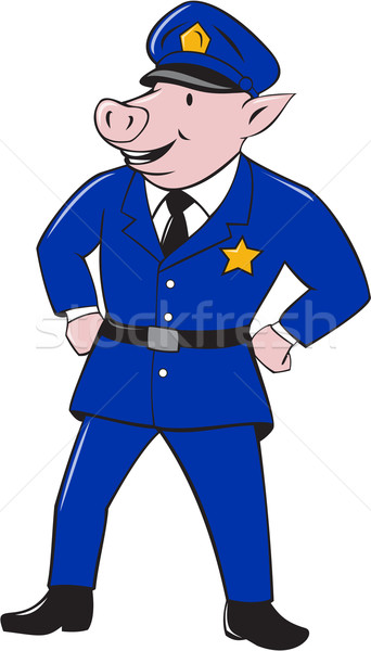 Stock photo: Policeman Pig Sheriff Cartoon