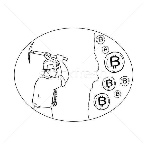 Bitcoin rajz rajz stílus illusztráció bányászat Stock fotó © patrimonio