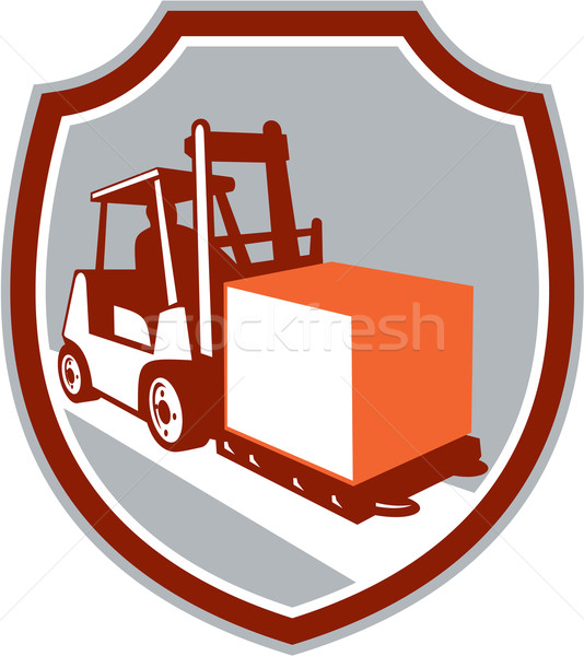 Forklift Truck Box Shield Retro Stock photo © patrimonio