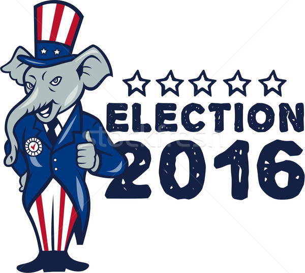 US Election 2016 Republican Mascot Thumbs Up Cartoon Stock photo © patrimonio