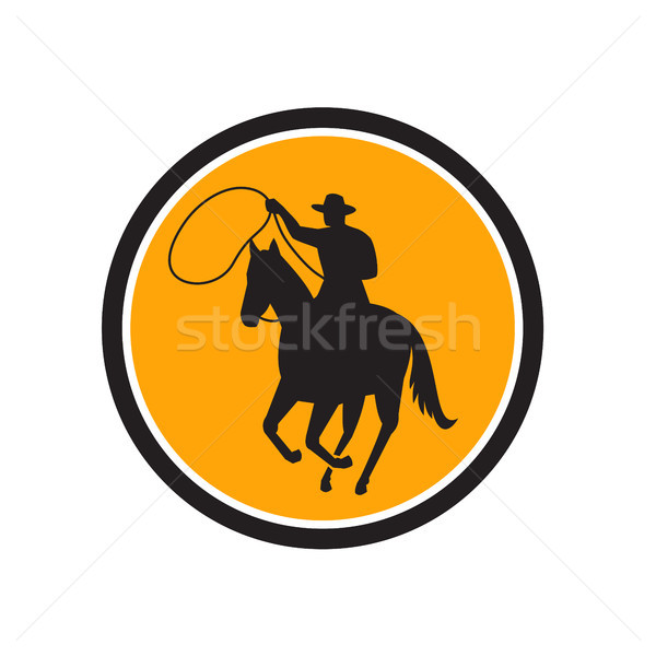 Rodeo cowboy zespołu kółko ilustracja jazda konna Zdjęcia stock © patrimonio