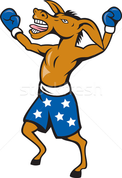 ослом Боксер победу Cartoon иллюстрация боксерские перчатки Сток-фото © patrimonio