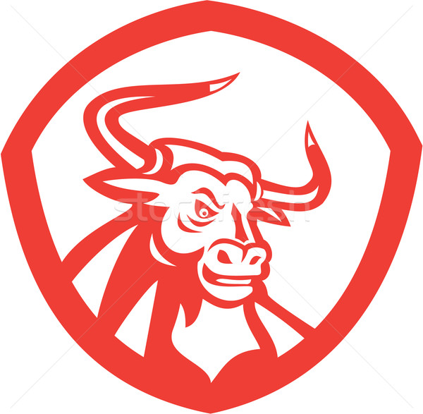 Angry Texas Longhorn Bull Head Shield Retro Stock photo © patrimonio