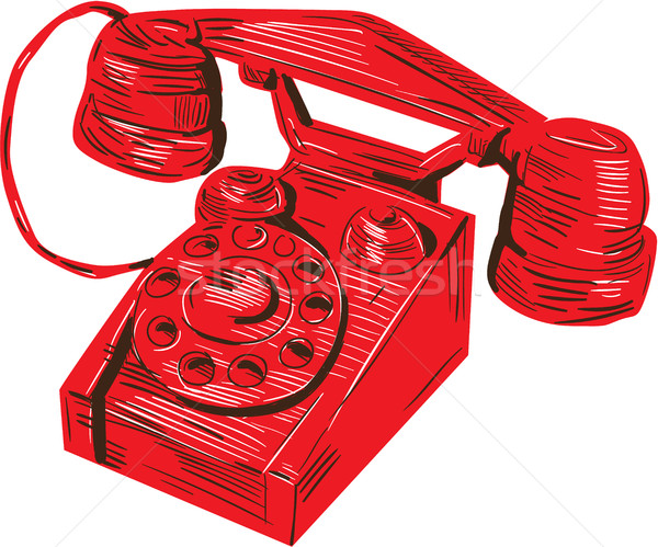 Foto stock: Telefone · vintage · desenho · esboço · estilo · ilustração