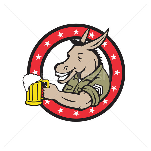 Donkey Beer Drinker Circle Retro Stock photo © patrimonio