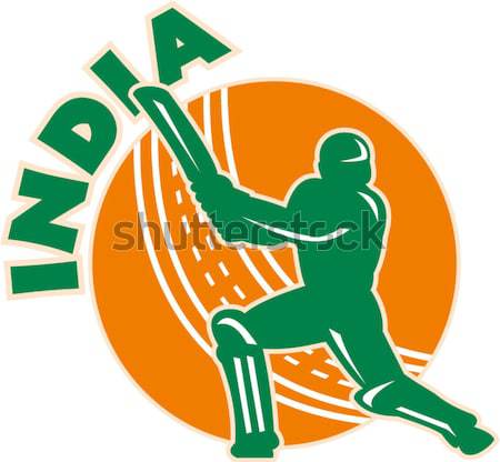 cricket player batsman batting retro Stock photo © patrimonio