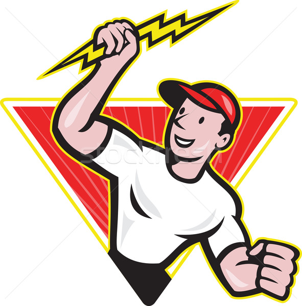 Electrician Construction Worker Cartoon Stock photo © patrimonio