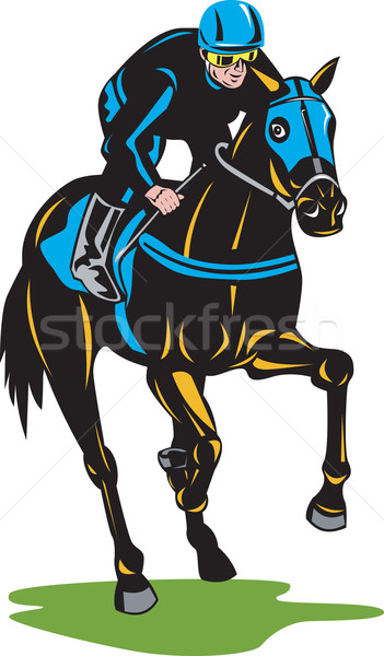 Corrida de cavalos cor ilustração cavalo jóquei Foto stock © patrimonio