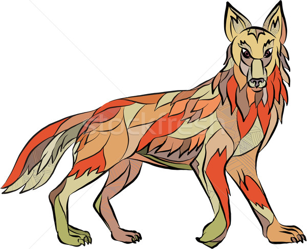 Coyote Side Isolated Drawing Stock photo © patrimonio