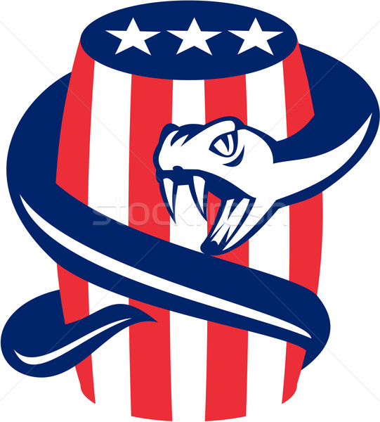 Viper Coiling Up Keg USA Flag Retro Stock photo © patrimonio