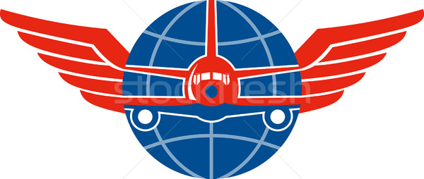 Jumbo Jet Plane Front Wings Globe Stock photo © patrimonio