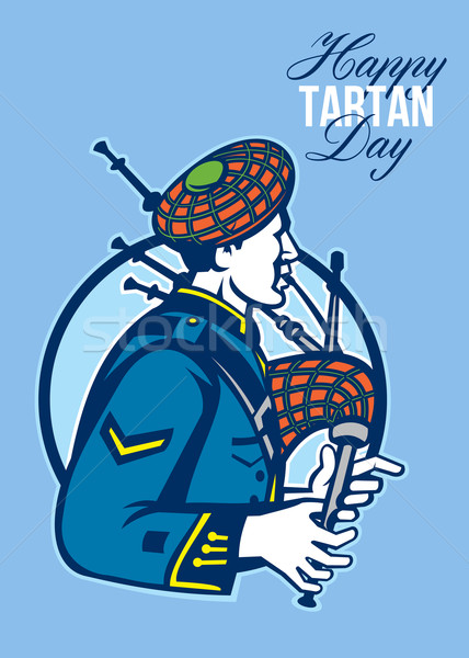 Happy Tartan Day Bagpiper Greeting Card Stock photo © patrimonio