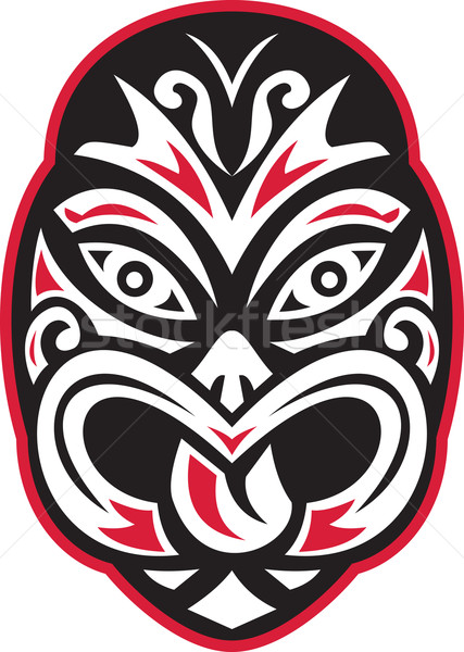 Stock photo:  Maori Tiki Moko Tattoo Mask Retro