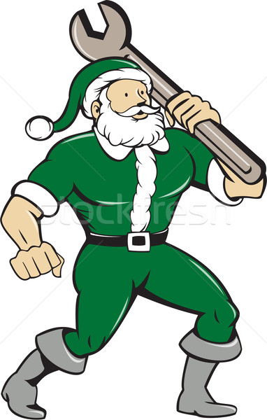 Santa Claus Mechanic Spanner Isolated Cartoon Stock photo © patrimonio