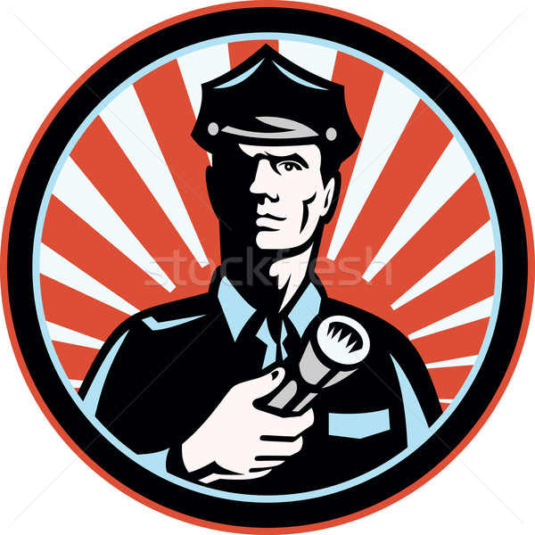 Policier lampe de poche rétro illustration policier Photo stock © patrimonio