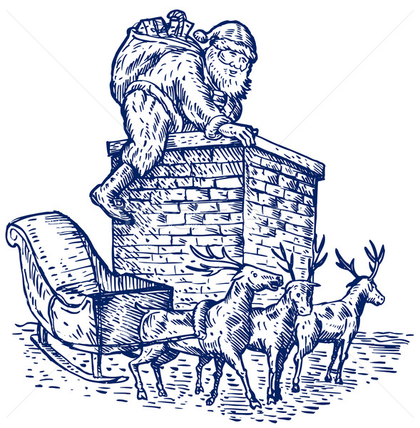 Santa Claus Over Chimney Stock photo © patrimonio