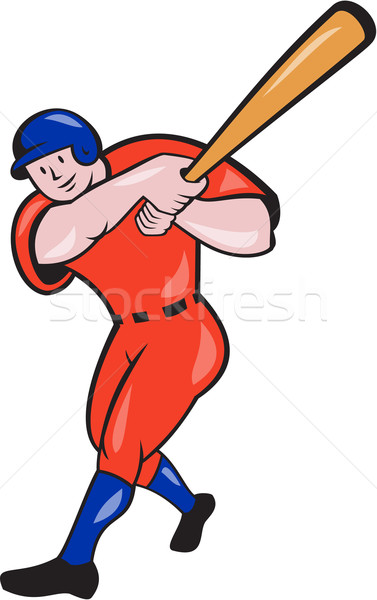 Baseball Hitter Batting Red Isolated Cartoon Stock photo © patrimonio