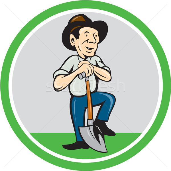 Agriculteur pelle permanent cartoon illustration organique [[stock_photo]] © patrimonio